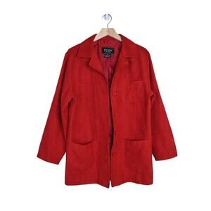 Fu Da New York Womens S Faux Suede Red Fully Lined Blazer Shacket